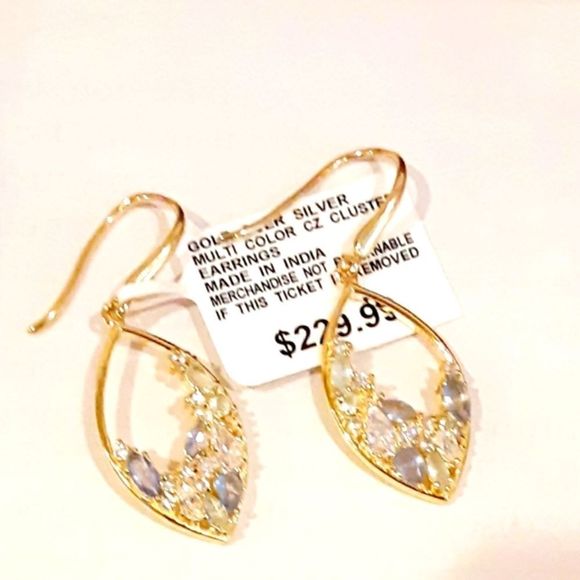 Sears Accessories - CLUSTER GOLD OVER SILVER MULTICOLOR EARRING